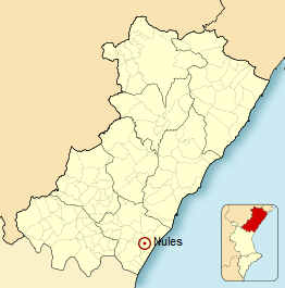 situaci&oacute;n de la ciudad de Nules en la provincia