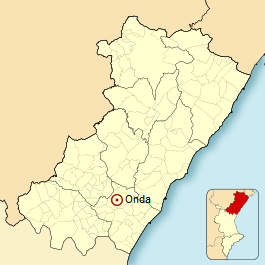 situaci&oacute;n de la ciudad de Onda en la provincia